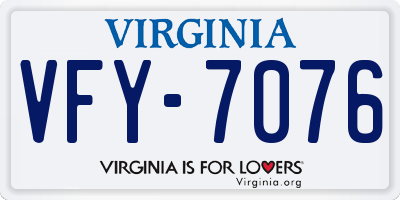 VA license plate VFY7076