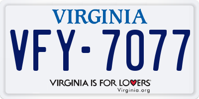 VA license plate VFY7077