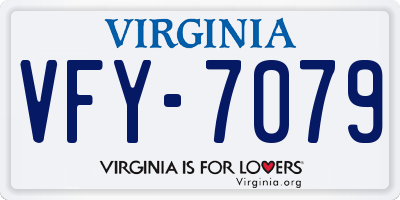 VA license plate VFY7079
