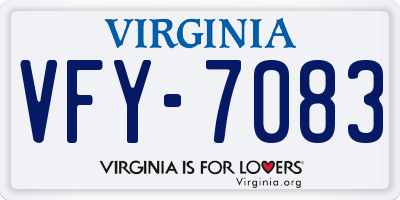 VA license plate VFY7083