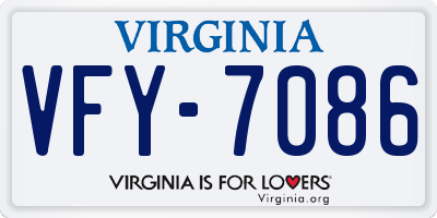 VA license plate VFY7086