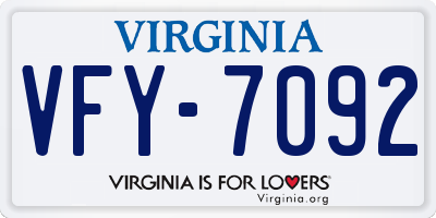 VA license plate VFY7092