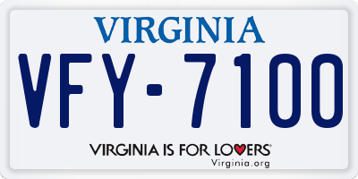 VA license plate VFY7100