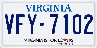 VA license plate VFY7102
