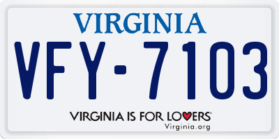 VA license plate VFY7103