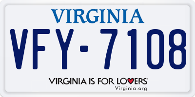 VA license plate VFY7108