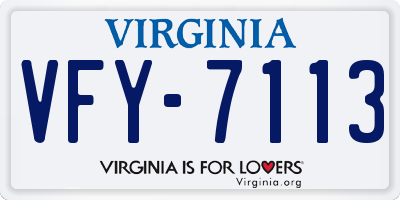 VA license plate VFY7113