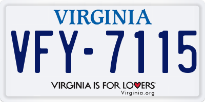 VA license plate VFY7115
