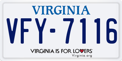 VA license plate VFY7116