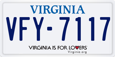 VA license plate VFY7117