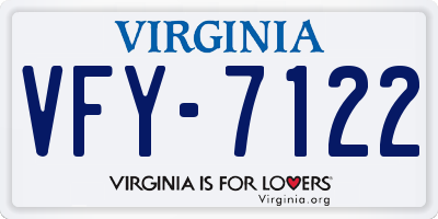 VA license plate VFY7122