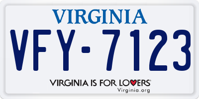 VA license plate VFY7123