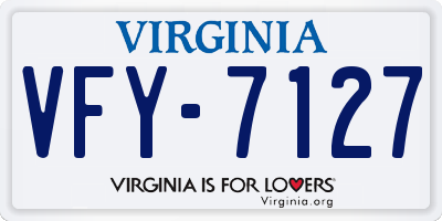 VA license plate VFY7127
