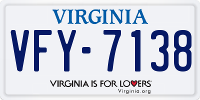 VA license plate VFY7138