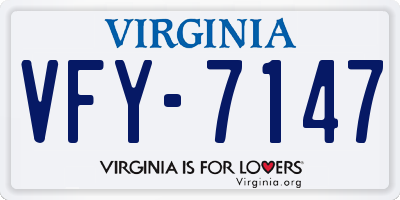 VA license plate VFY7147