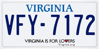 VA license plate VFY7172