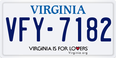 VA license plate VFY7182
