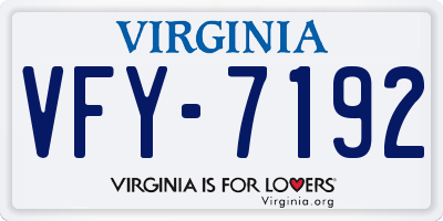 VA license plate VFY7192