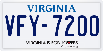 VA license plate VFY7200