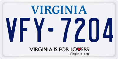 VA license plate VFY7204