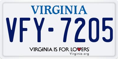 VA license plate VFY7205
