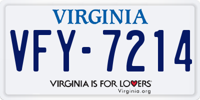 VA license plate VFY7214