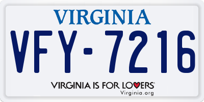 VA license plate VFY7216
