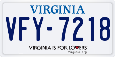 VA license plate VFY7218