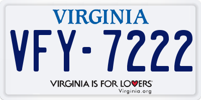 VA license plate VFY7222