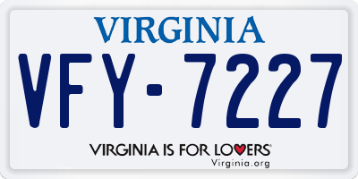 VA license plate VFY7227