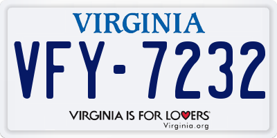VA license plate VFY7232
