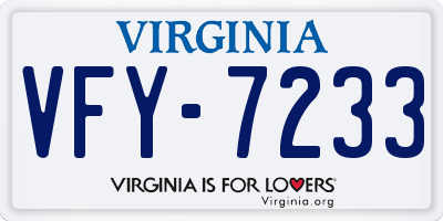 VA license plate VFY7233