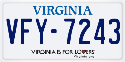 VA license plate VFY7243