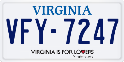 VA license plate VFY7247
