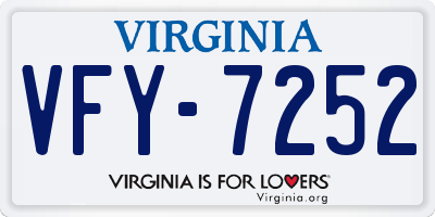 VA license plate VFY7252