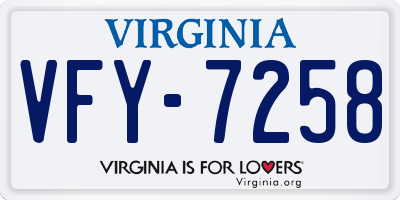 VA license plate VFY7258