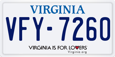 VA license plate VFY7260
