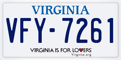 VA license plate VFY7261