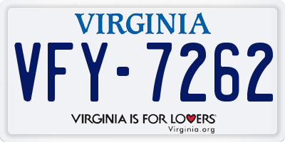 VA license plate VFY7262