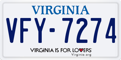 VA license plate VFY7274