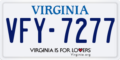 VA license plate VFY7277