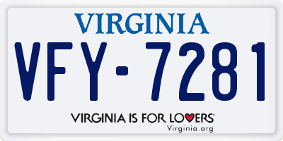 VA license plate VFY7281