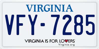 VA license plate VFY7285