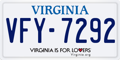 VA license plate VFY7292