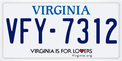 VA license plate VFY7312