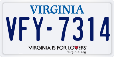 VA license plate VFY7314