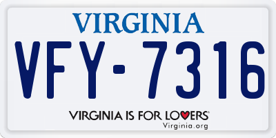 VA license plate VFY7316