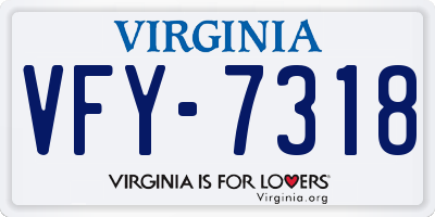 VA license plate VFY7318