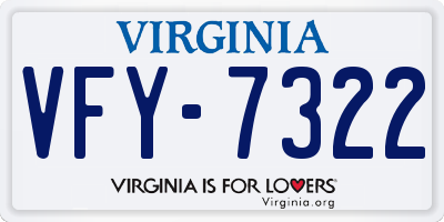 VA license plate VFY7322