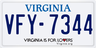 VA license plate VFY7344